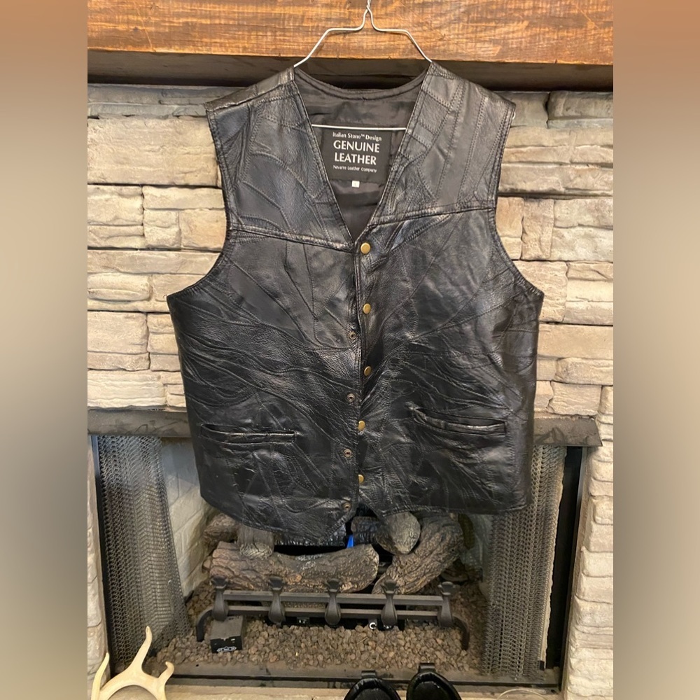 Italian‎ Stone Design Leather Biker Vest